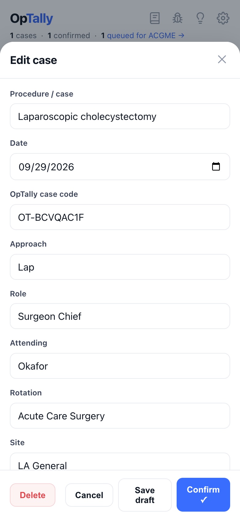 Editing an existing case