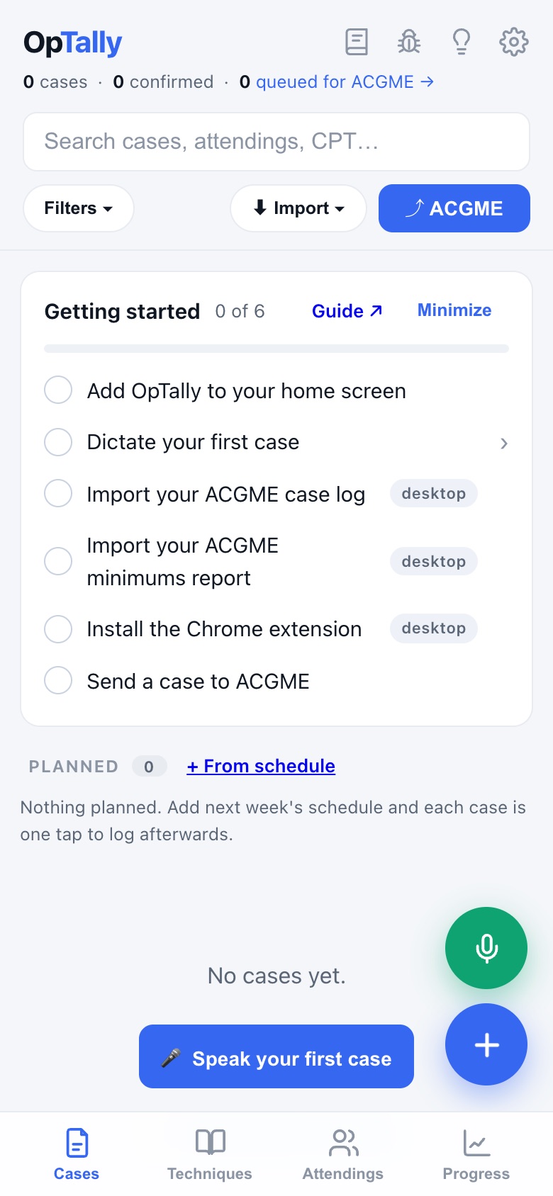Home tab with the Getting started checklist